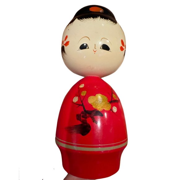 Vintage Genuine Wajima Lacquer Kokeshi Doll Set of 2 (Girl & Boy) - Picture 6 of 11